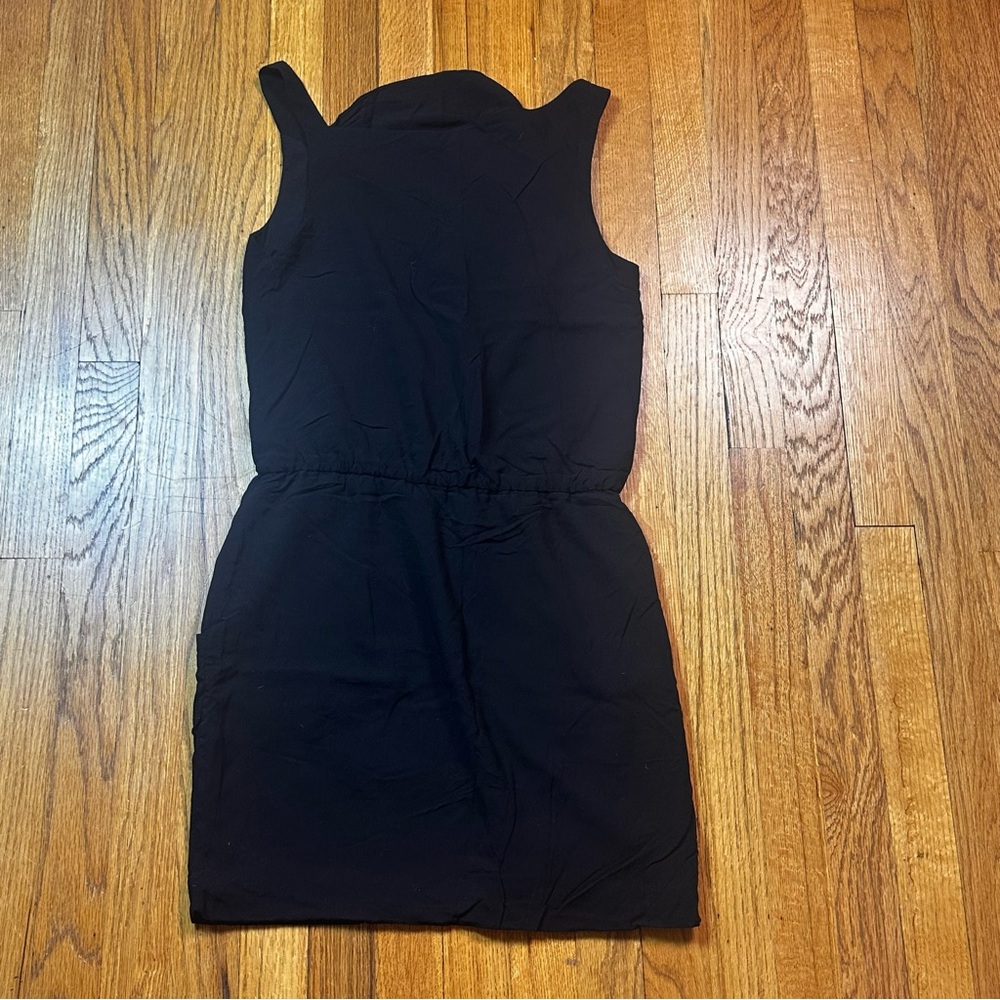 Theory Black One Shoulder Sheath Asymetrical Dress Womens Sz 2 Cocktail pockets - Picture 2 of 6